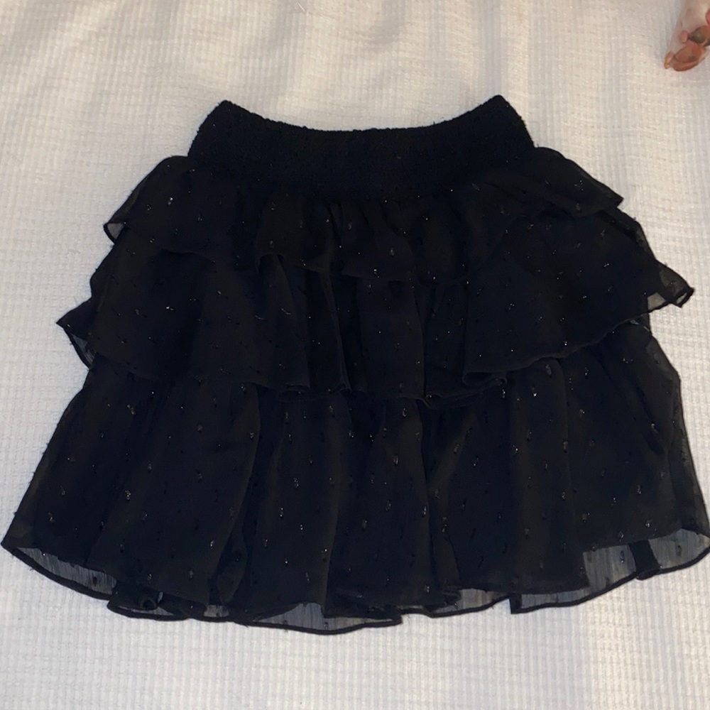 black tiered ruffle skirt